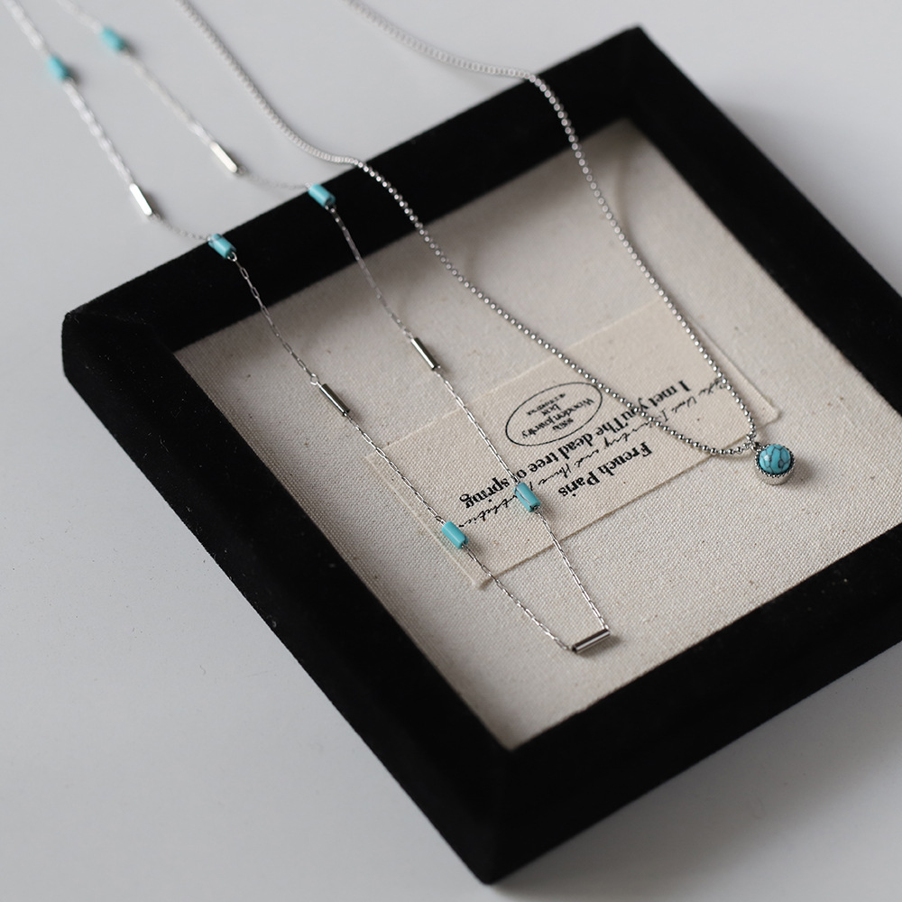 Imitation Turquoise Handmade Stainless Steel Necklace