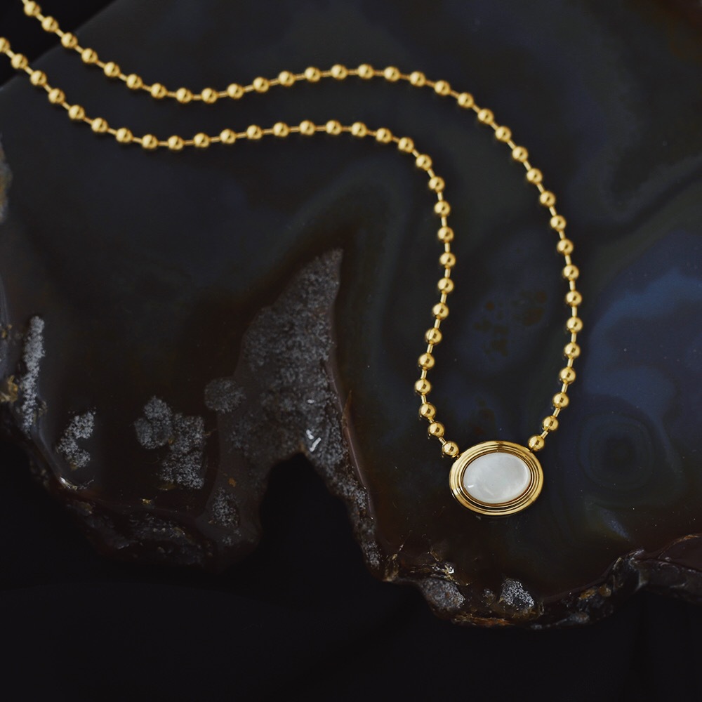 Gold Plated Oval Stainless Steel Necklace