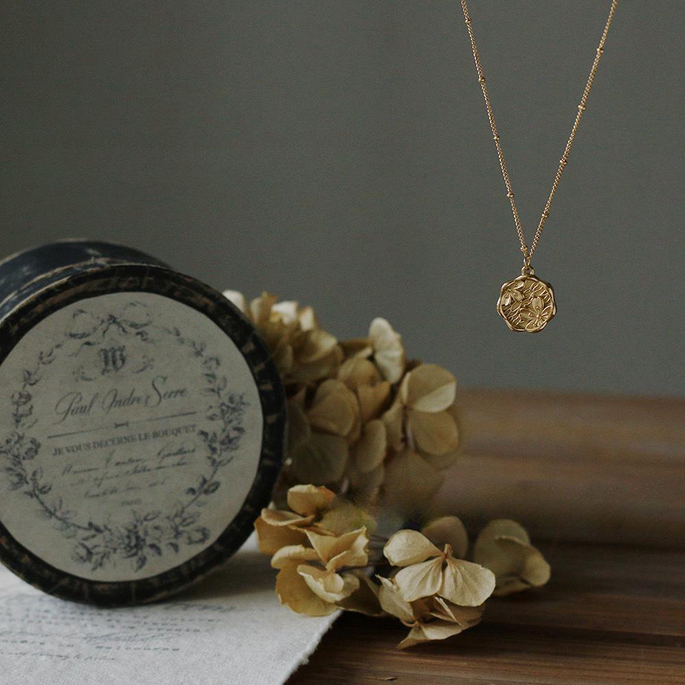Peach Blossom Print Fire Lacquer Necklace