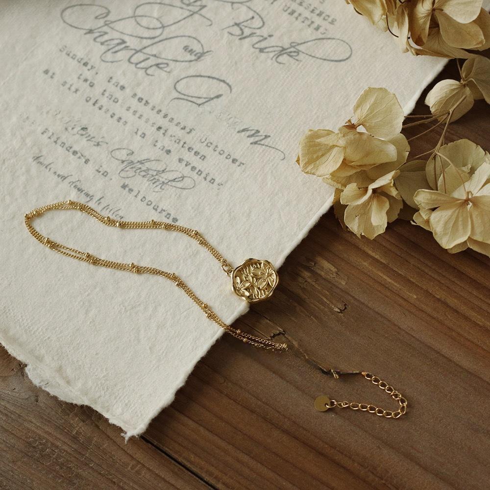 Peach Blossom Print Fire Lacquer Necklace