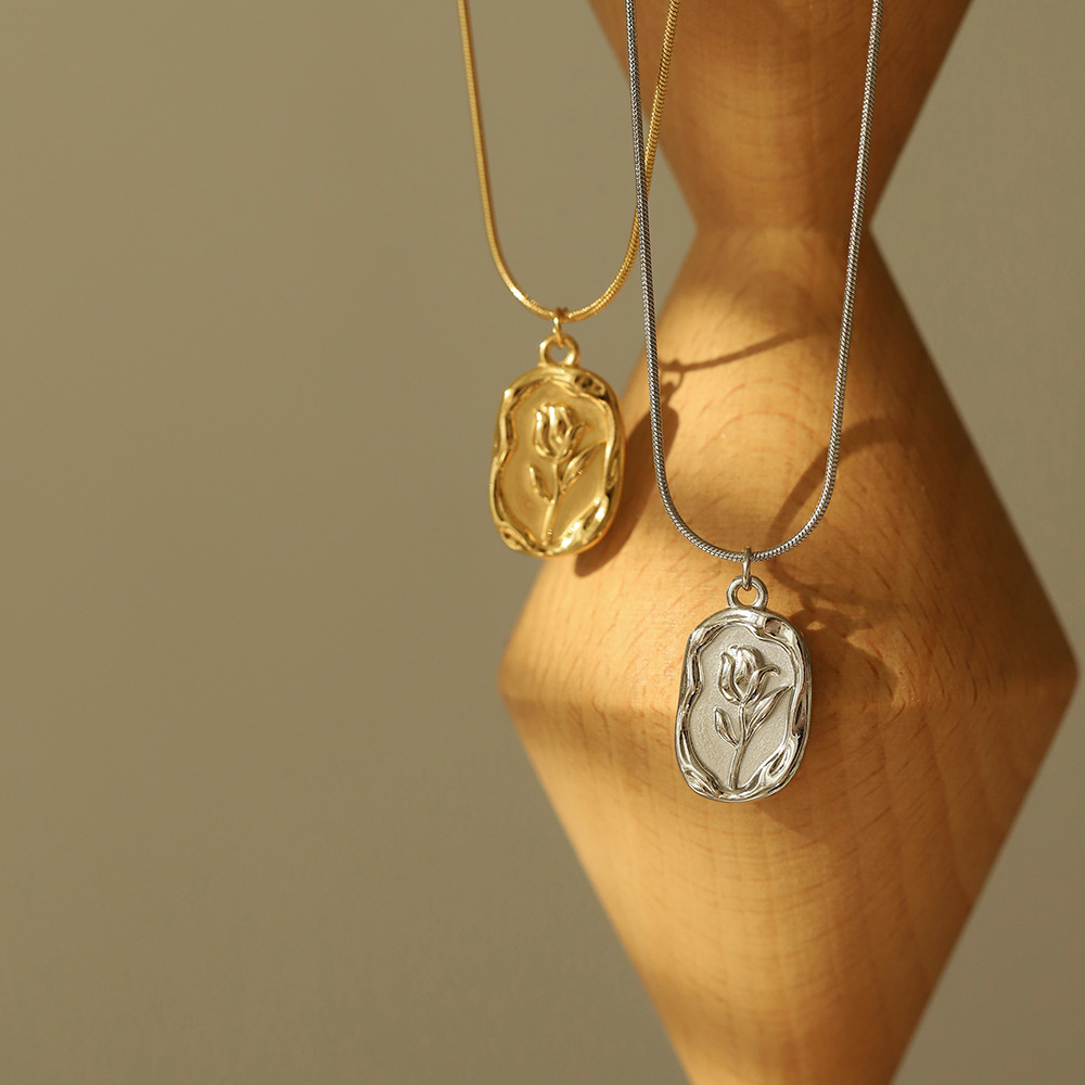 Irregular Flower Stainless Steel Necklace