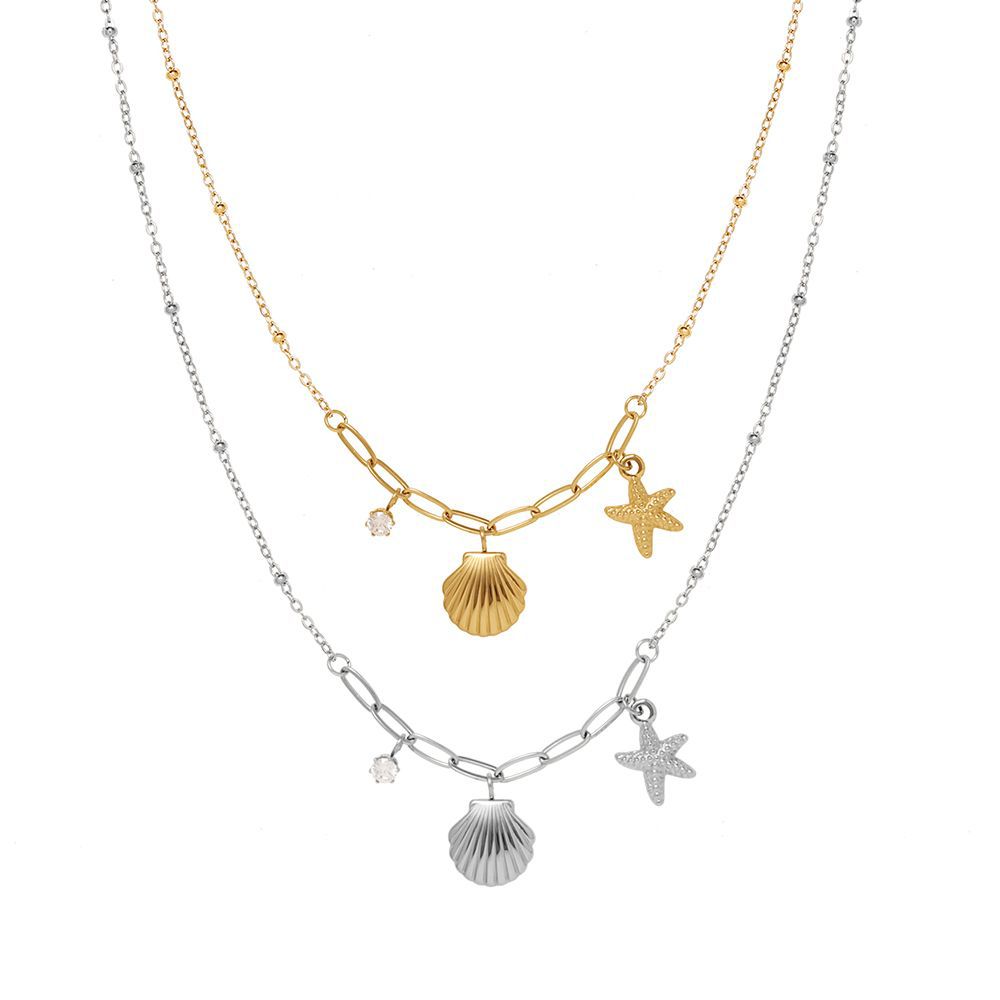 Shell Claw Diamond Starfish Short Chain Clavicle Necklace