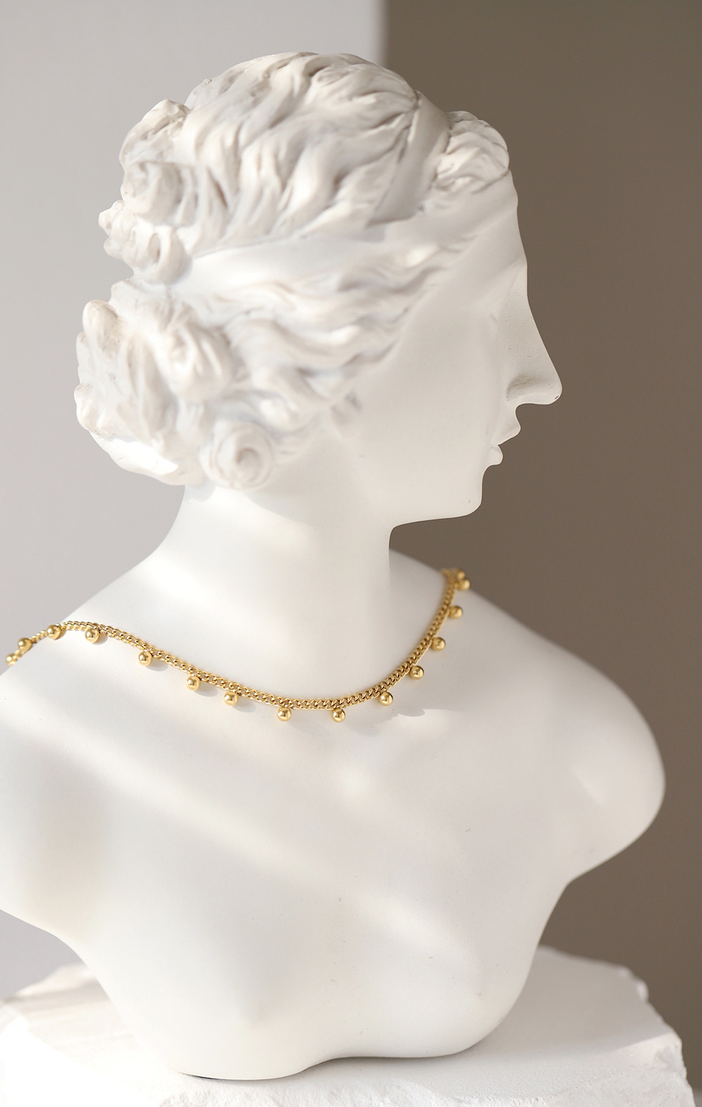 Gold Color Stacked Wear Lace Gold Beads Bean Necklace