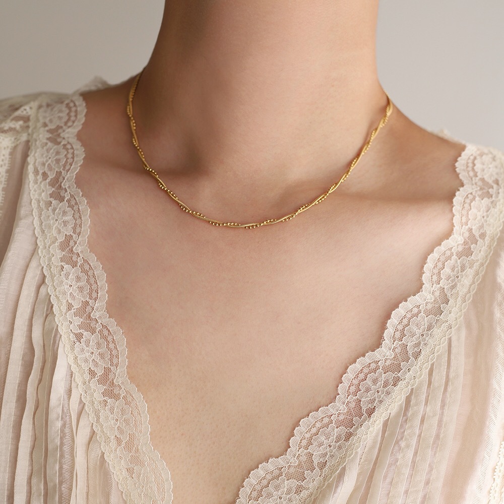 Water Wave Wound Twist Chain Clavicle Chain Snake Bone Chain