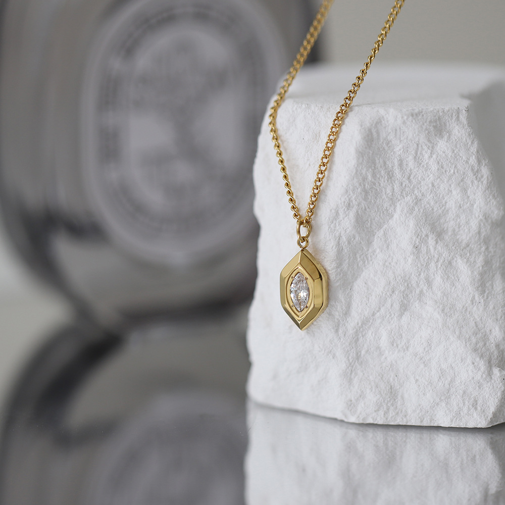 Hexagon Plated 18K Gold Necklace