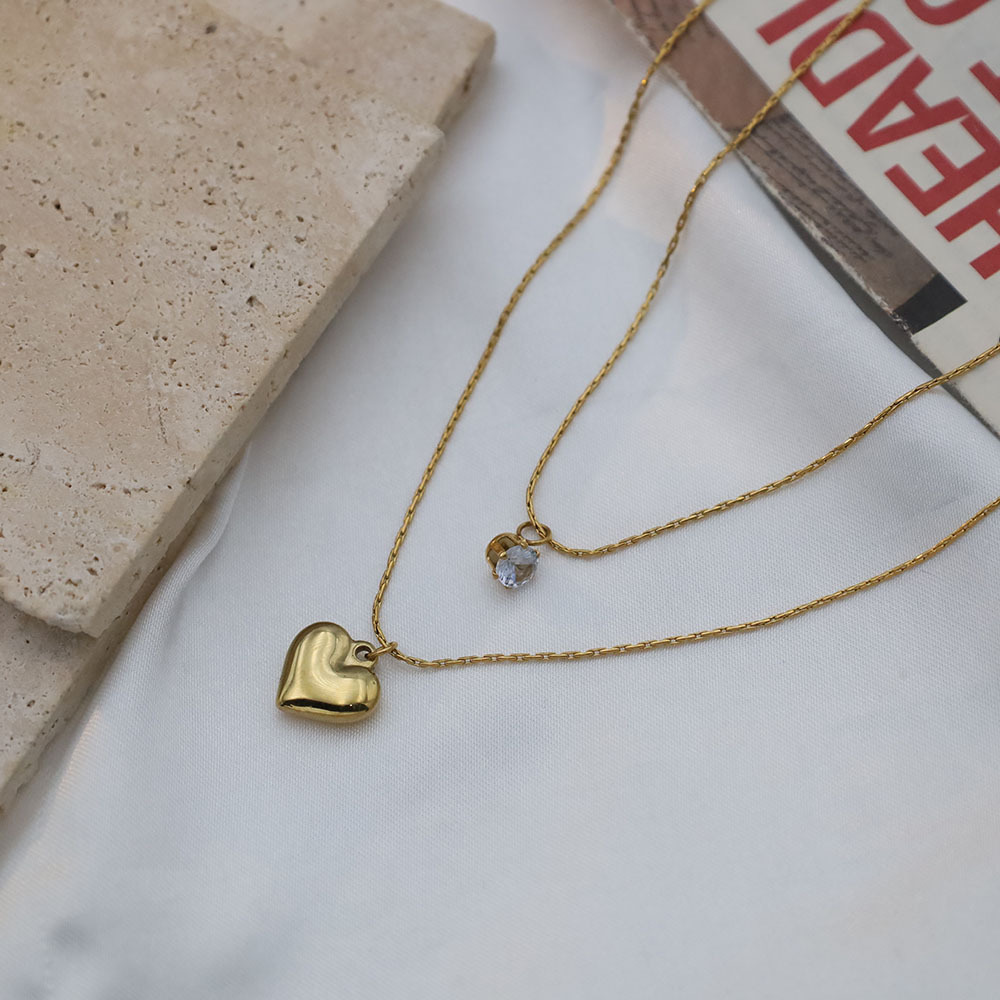 Double Layer Heart Pendat Necklace