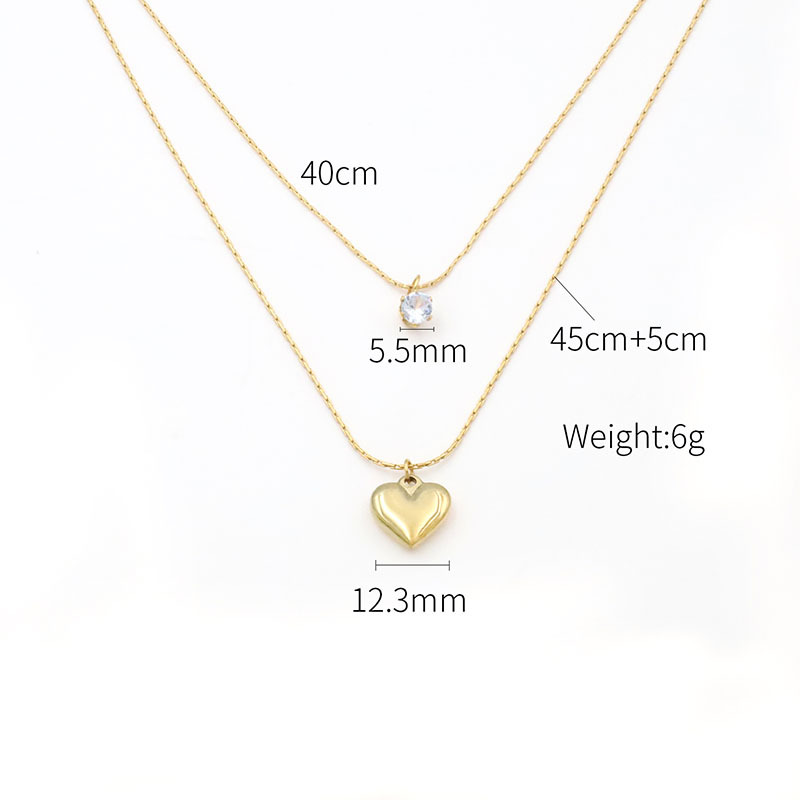 Love Pendant Double Layer Stainless Steel Necklace