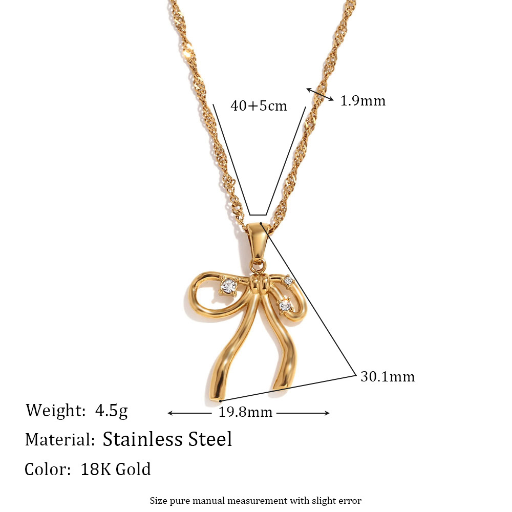 Bow Knot Stainless Steel Pendant Necklace