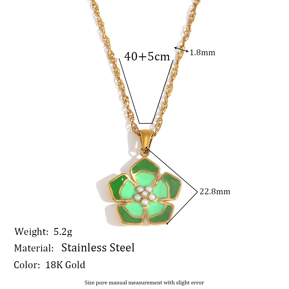 Pearl Colored Drop Oil Petal Necklace