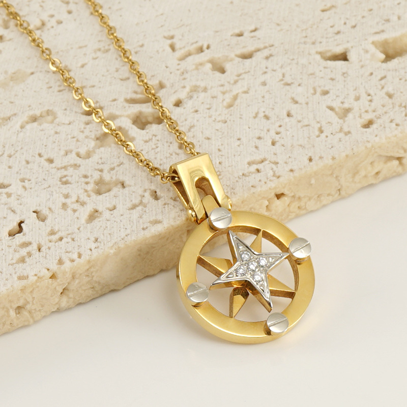 Four Star Diamond Stainless Steel Necklace