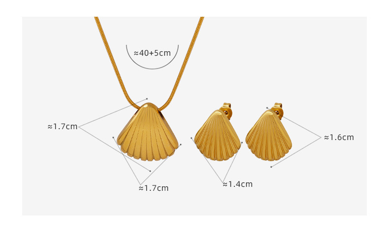 Shell Pendant Stainless Steel Necklace Earrings