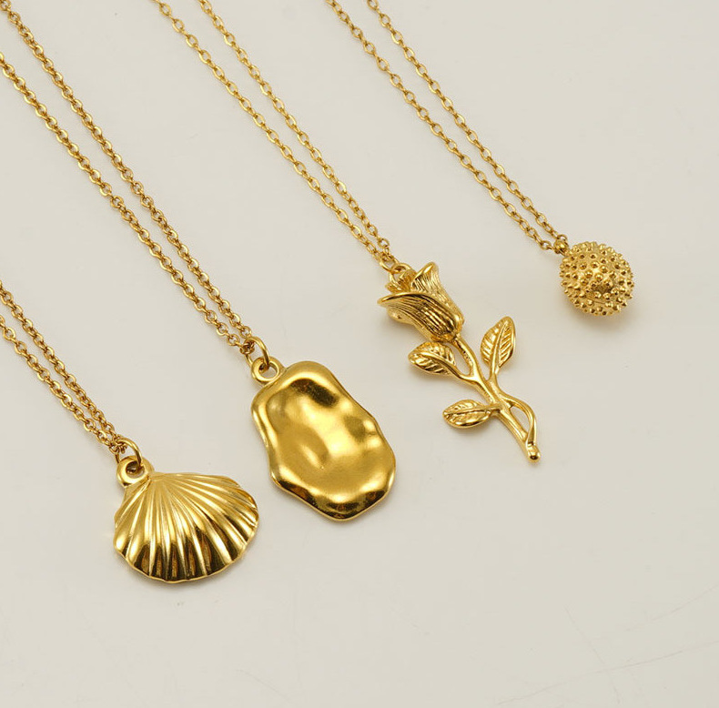 Commuter Rose Flower Irregular Shell Collarbone Chain Necklace