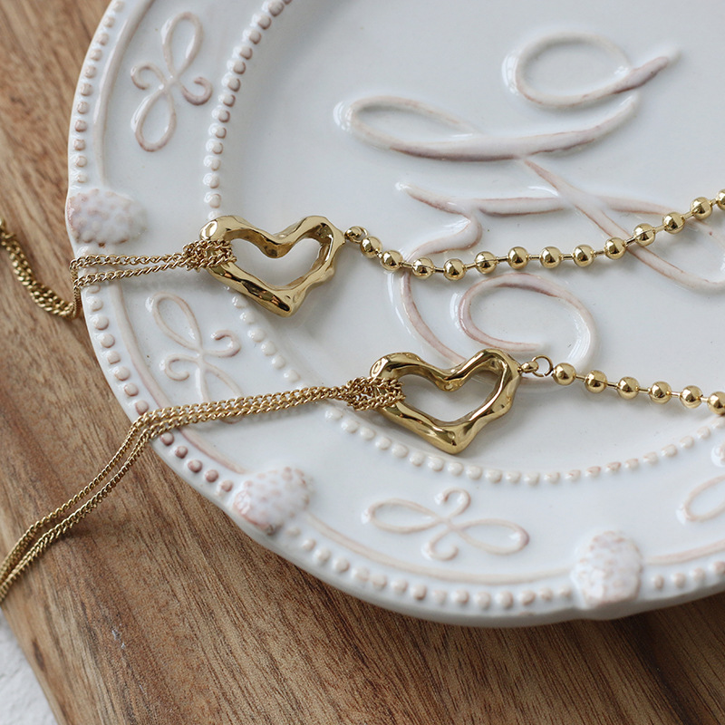 Hollow Heart Stainless Steel Neckalce Bracelet