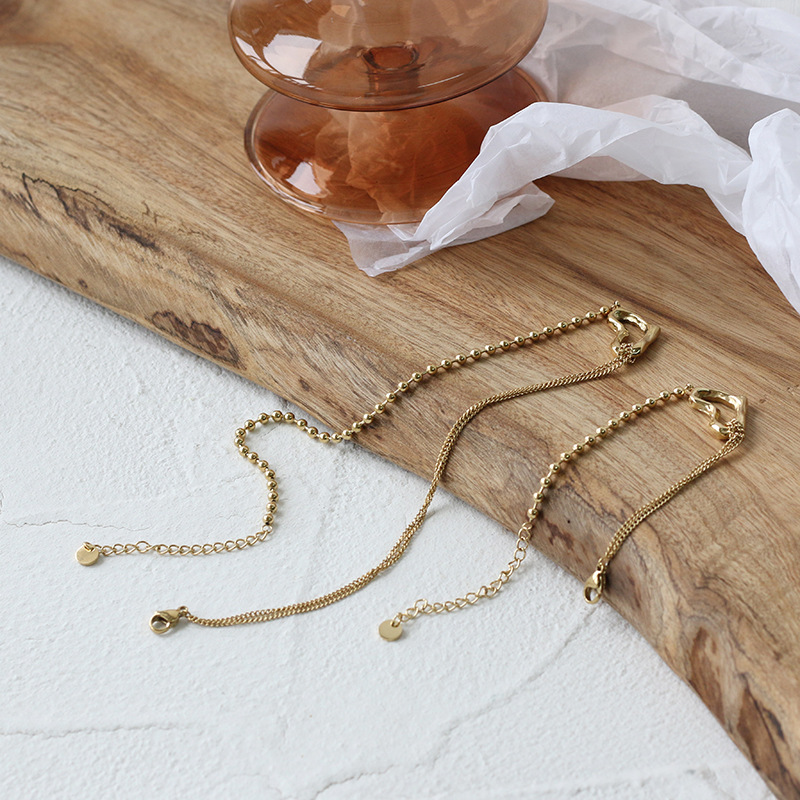 Hollow Heart Bead Chain Choker Bracelet