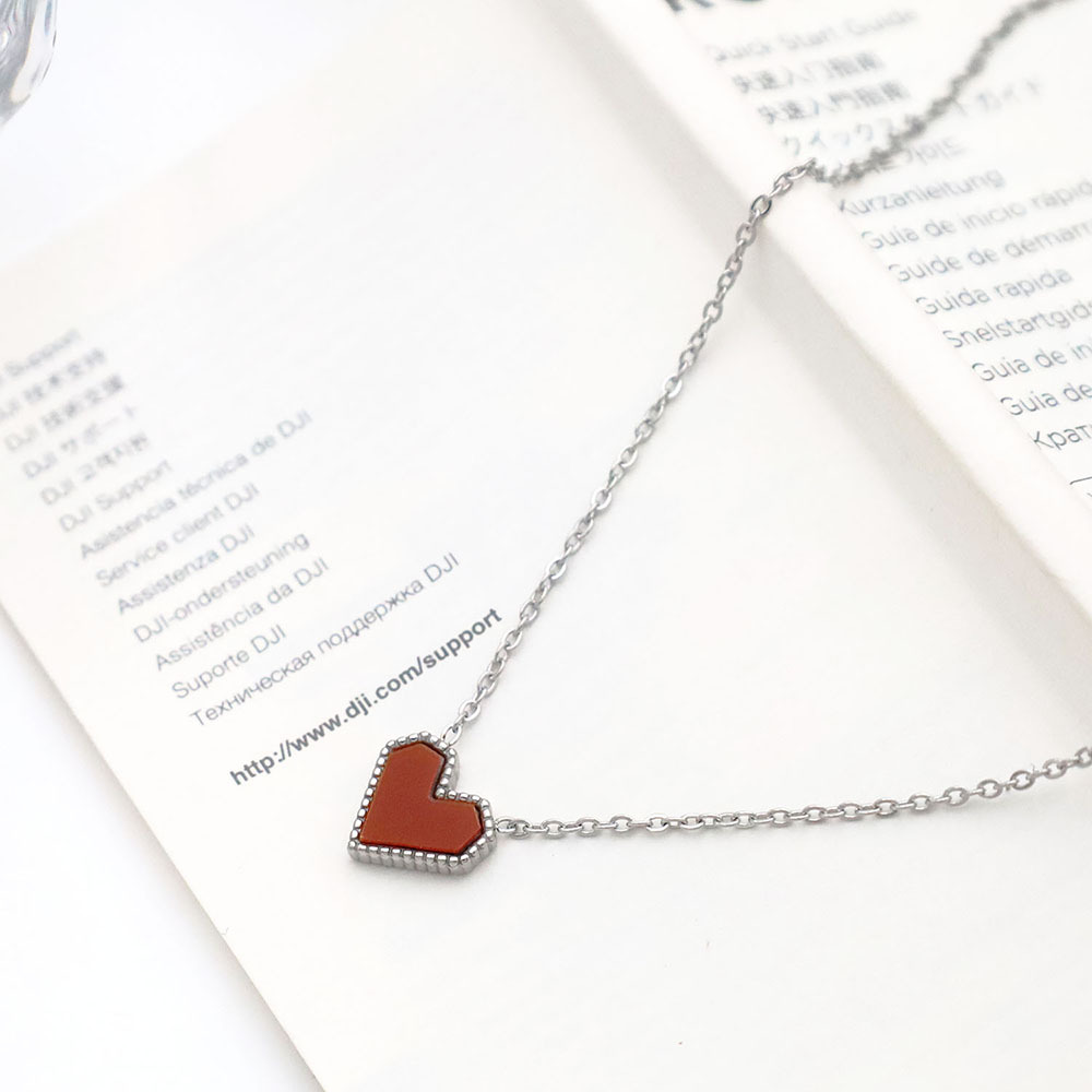 Steel Color Heart Stainless Steel Necklace