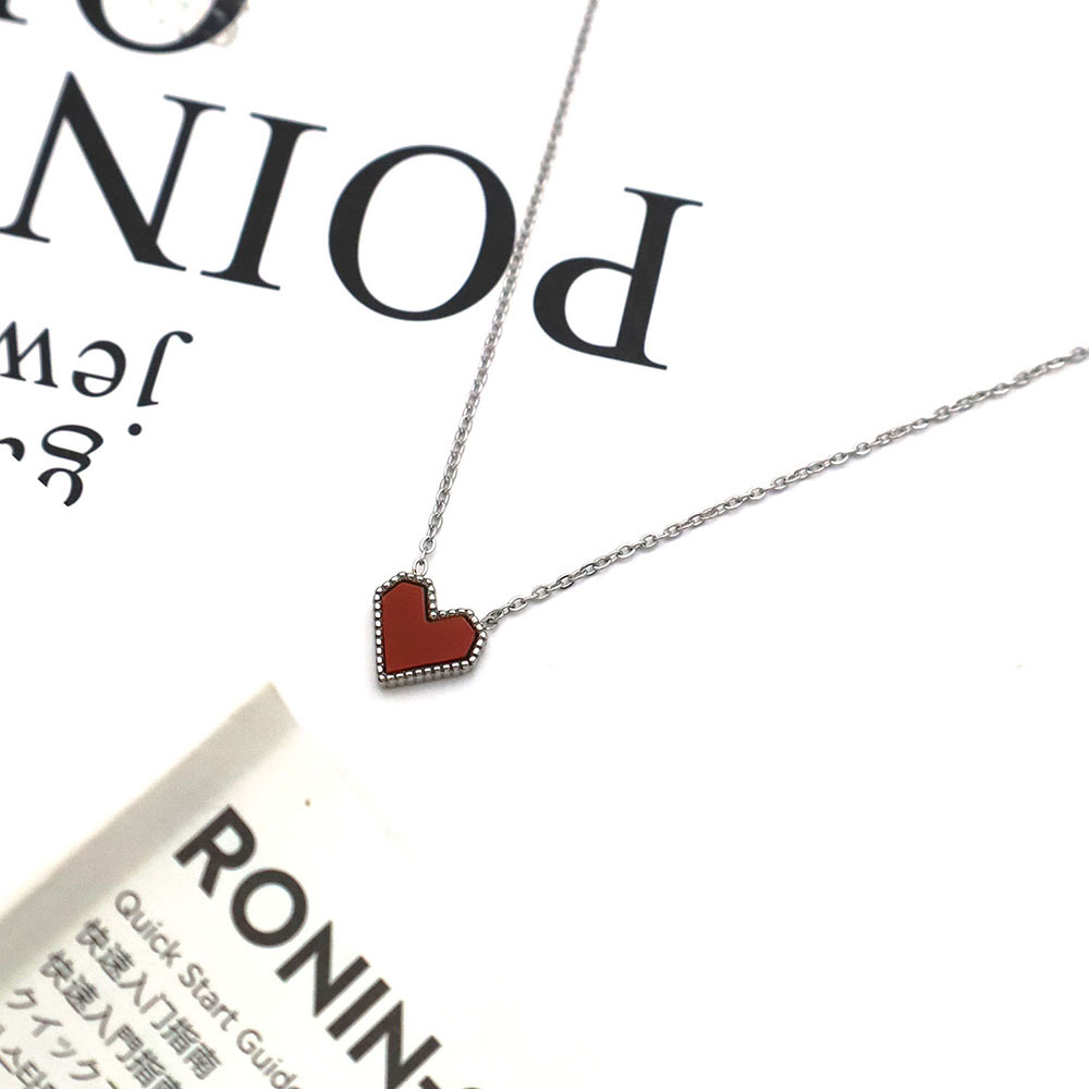 Red Acrylic Heart Pendant Necklace