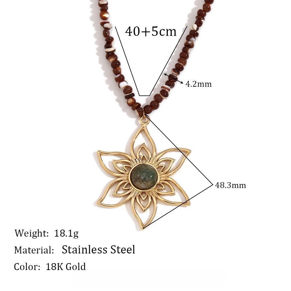 Flower Pendant Handmade Natural Stone Necklace