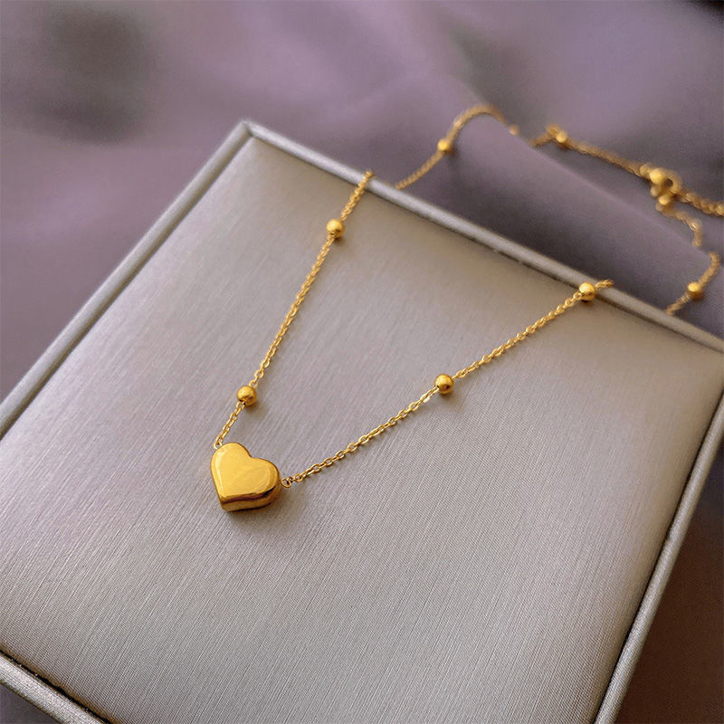 heart charms, ball chain necklace