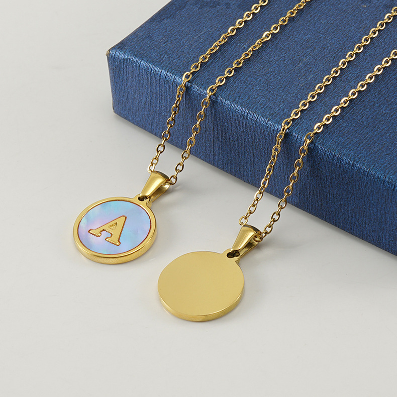 round charms, blue tag, stainless steel