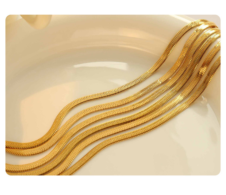 flat snake chain, steel necklace