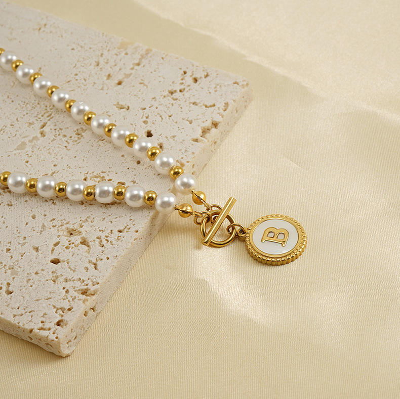 pearl OT clasp necklace, gold necklace