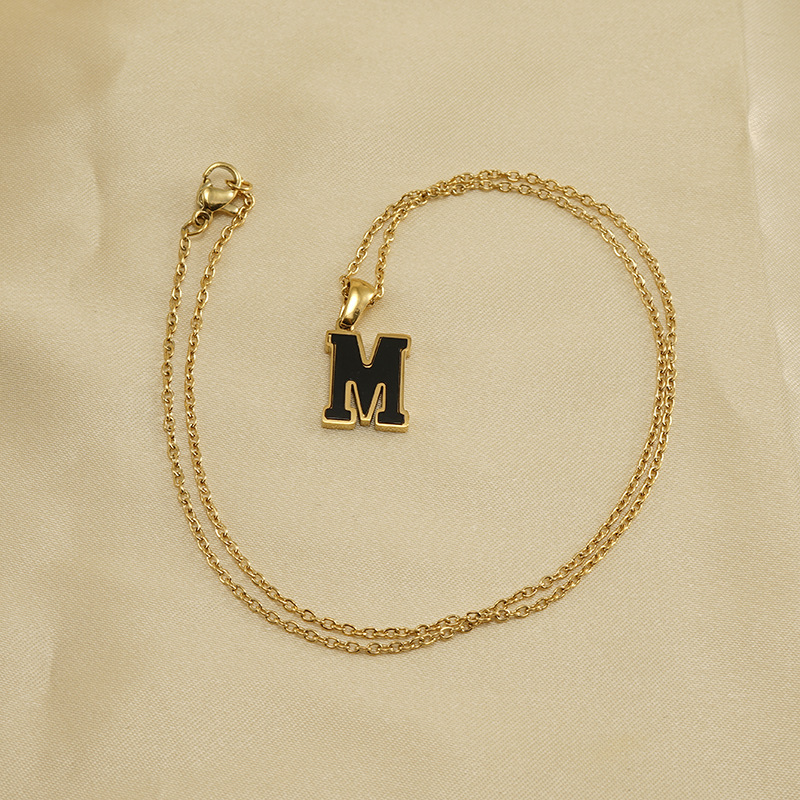 stainless steel necklace, letter necklace, fashion
