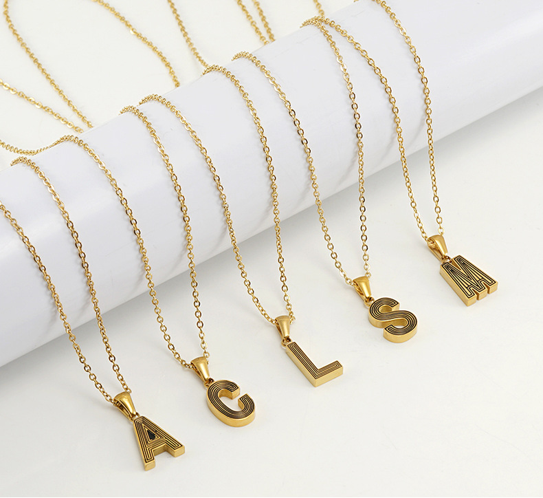 initial letter, gold stainless steel necklace