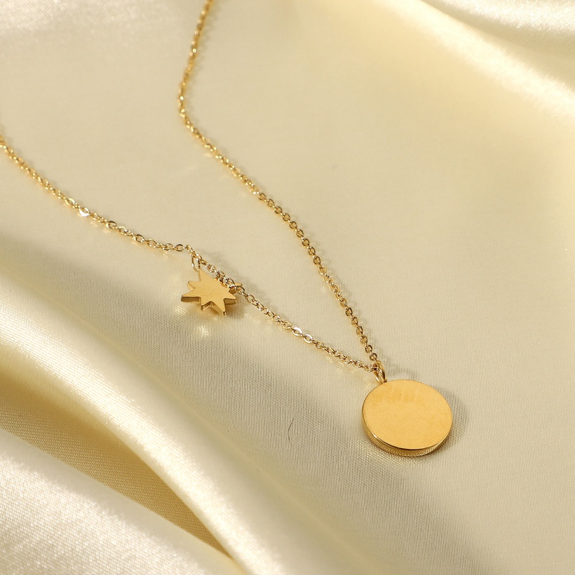 gold color, necklace, star