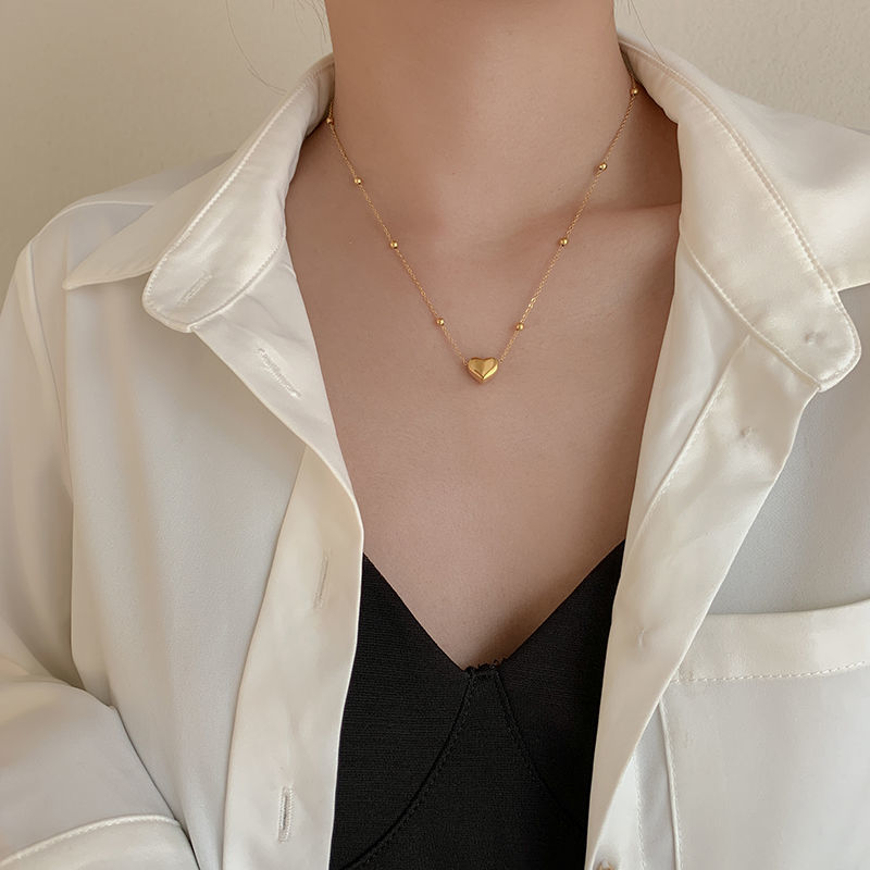 3D Heart, gold stainless steel necklace