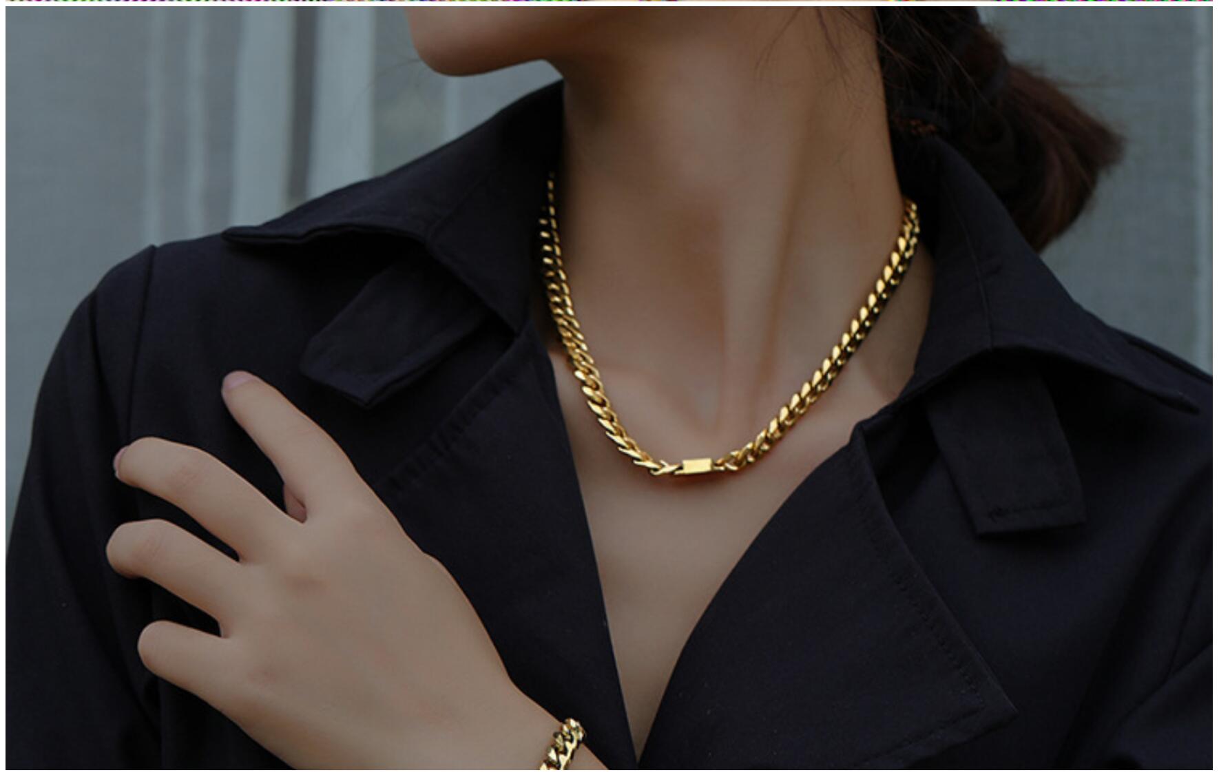 stainless steel necklace, curby chain necklace