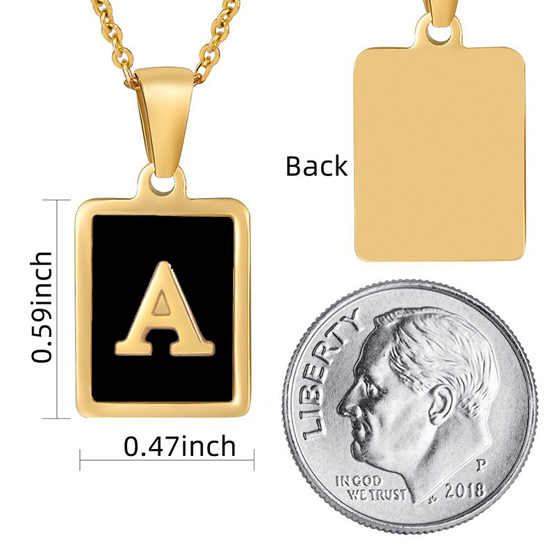initial letter, black shell, gold tag