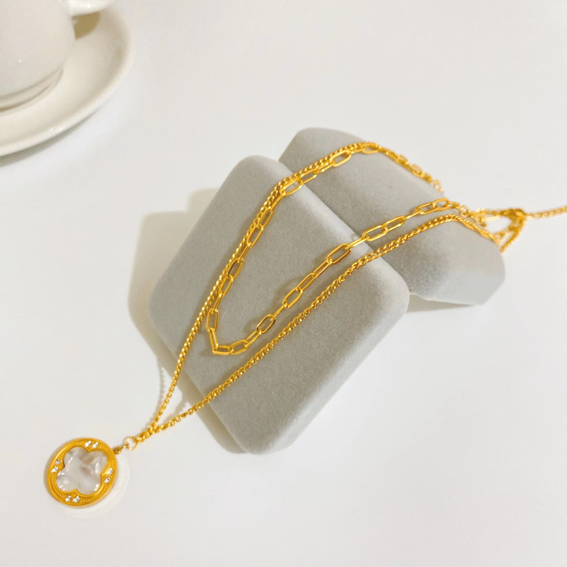 lucky clover, stainless steel