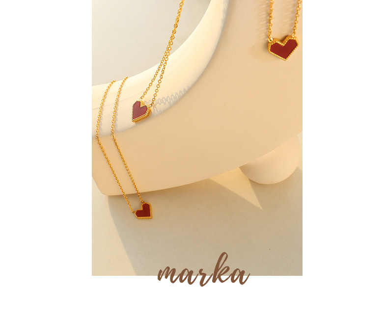 gold heart necklace, stainless steel necklace
