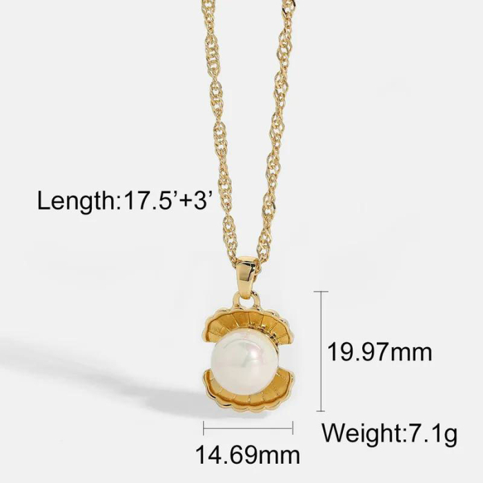 shell beads necklace, gold necklace
