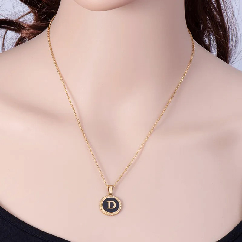 Letter Initial Pendant Stainless Steel Necklace