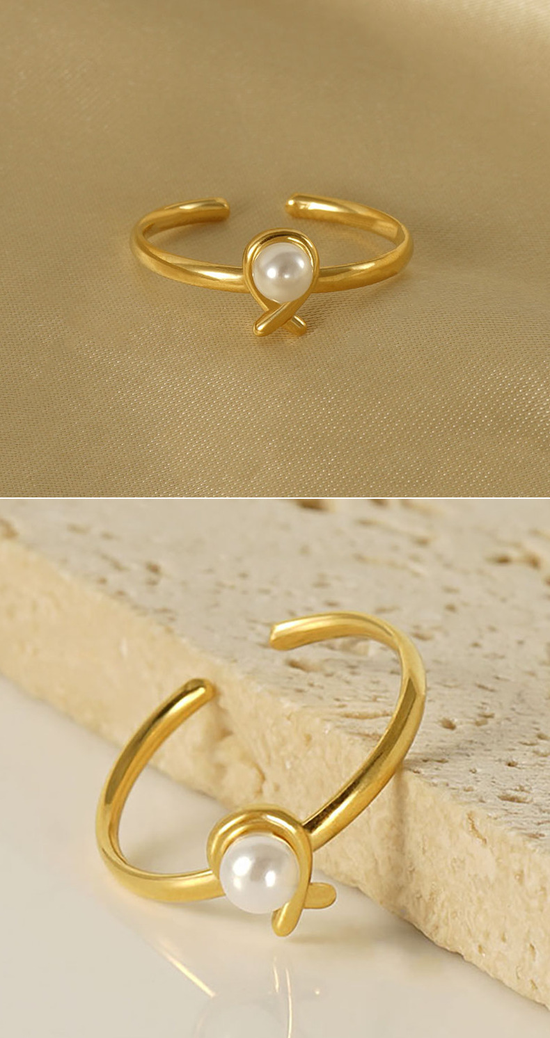 Pearl Stainless Steel Opening Adjustable Ring