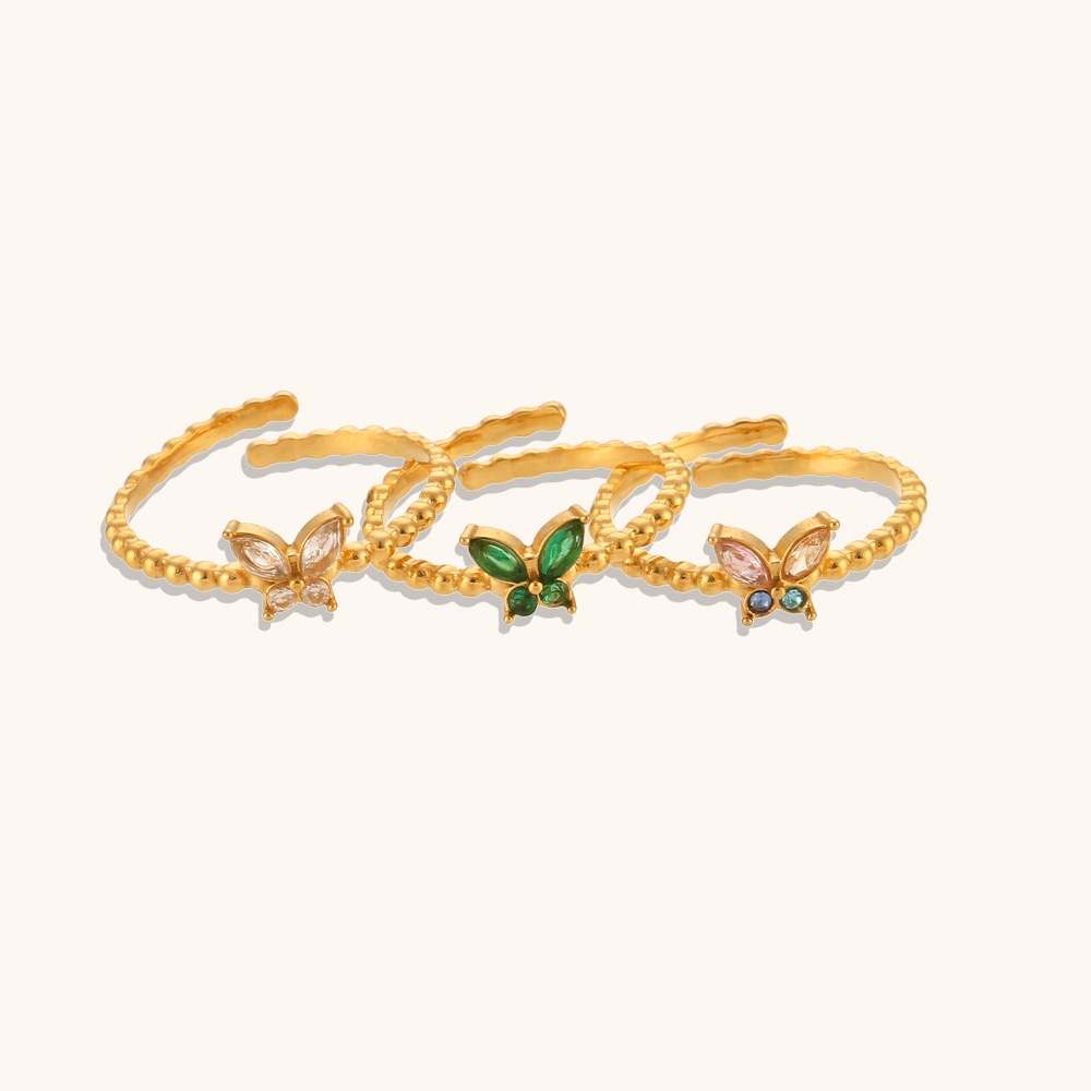 Small Butterfly Plated 18K Gold Stainless Steel Ring