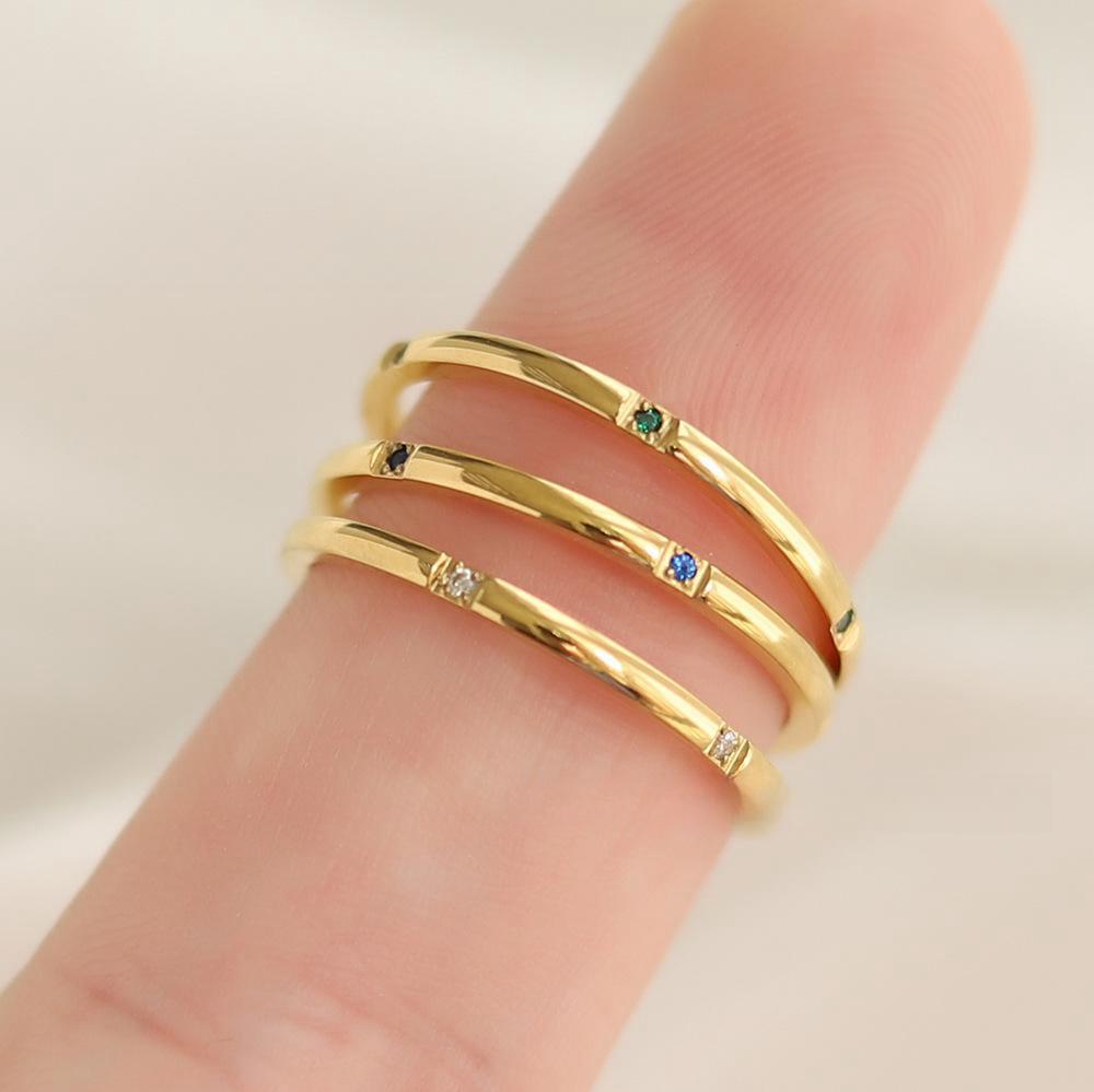 Overlay Wear Mixed Wear Color Diamond Stainless Steel Ring