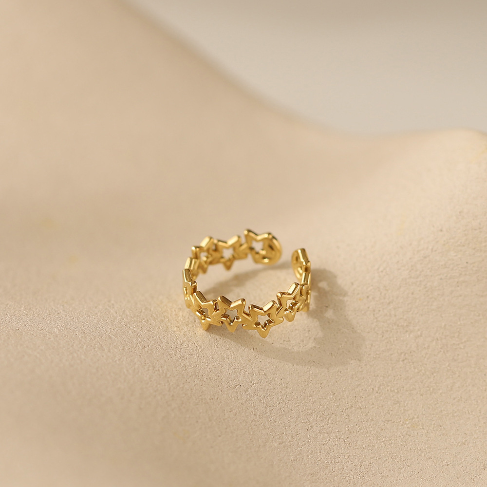 Open Star Stainless Steel Plated 18K Gold Ring