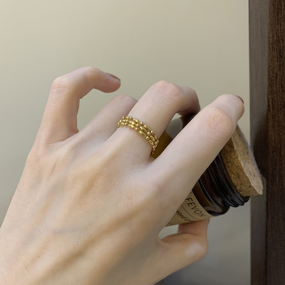Simple Chain Plated Gold Stainless Steel Ring