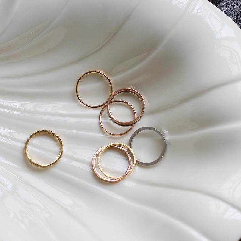 Diamond-inlaid Single Diamond Gold Plated Stainless Steel Ring