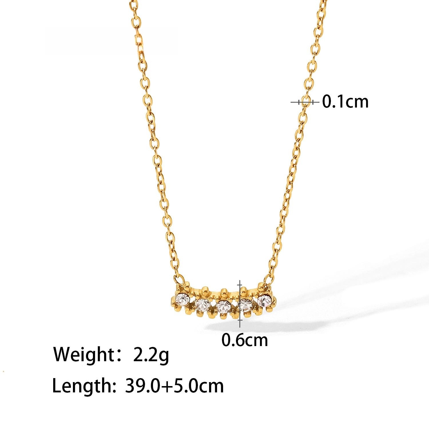 Fashion Zircon Geometric Stainless Steel Pendant Necklace
