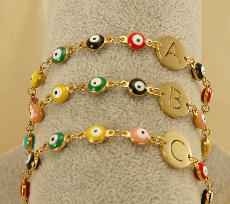 initial letter bracelet, gold bracelet