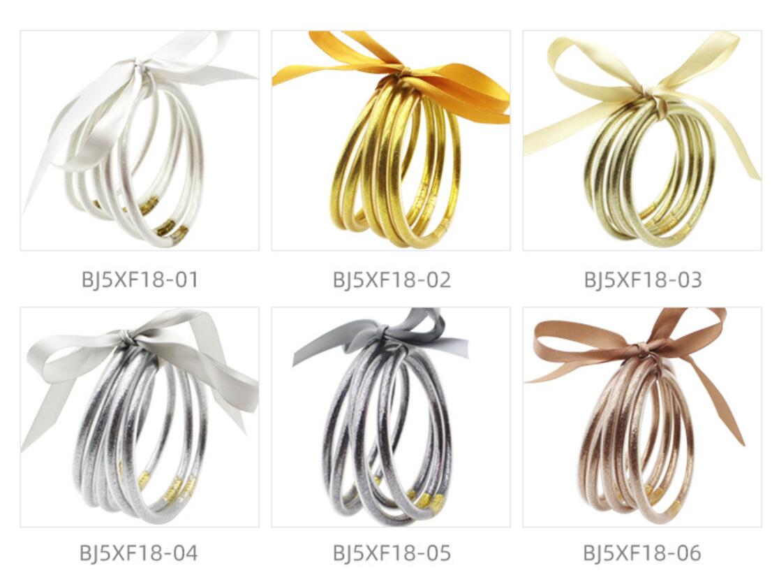 5 PCS SET glitter bracelet, plastic bangle