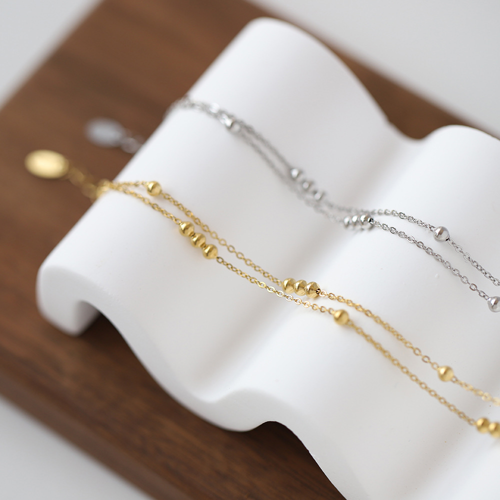Round Beads Small Gold Bean Stainless Steel Bracelet