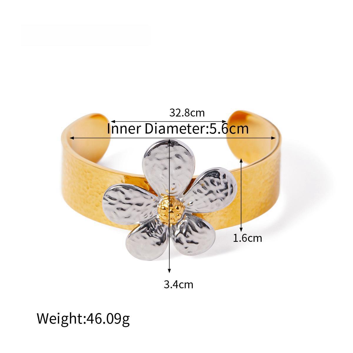 Gold And Silver Color Flower Opening Bracelet