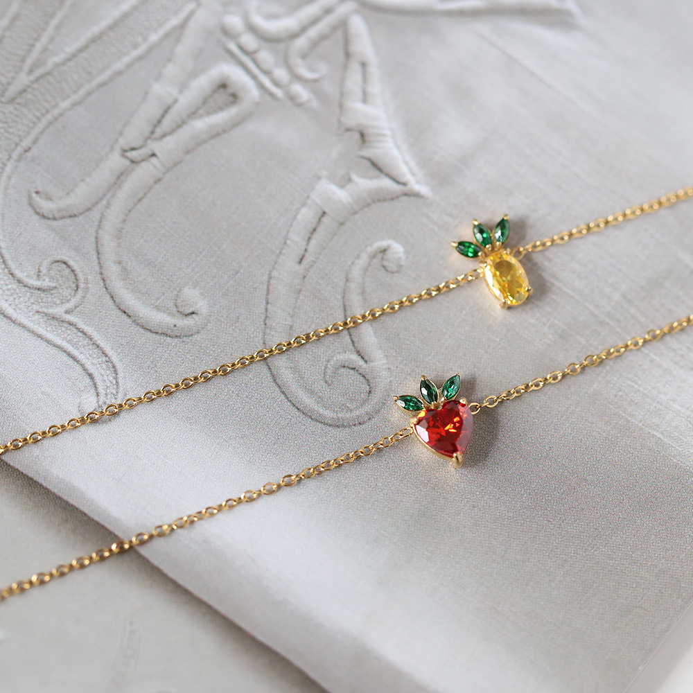Pineapple Strawberry Diamond Colored Bracelet
