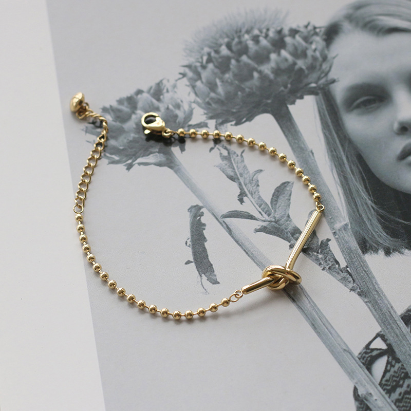 Bead Stitching Stainless Steel Knot Bracelet