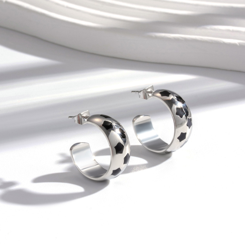 Bohemia C-shaped Enameled Stainless Steel Earrings