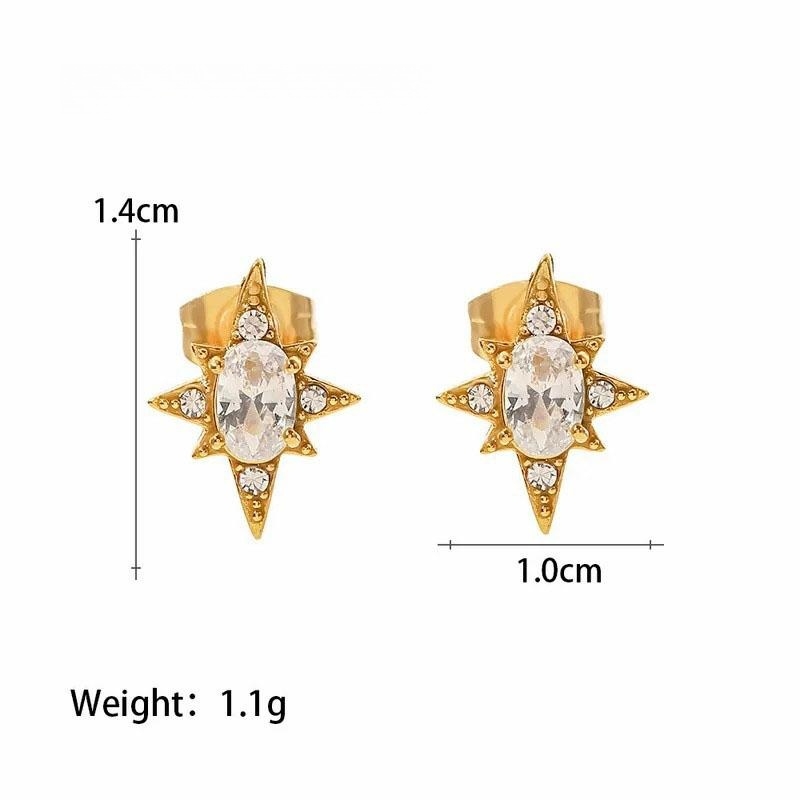 Fashion Plating Zircon Stainless Steel Earrings